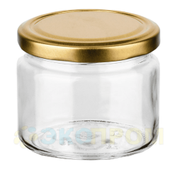 Изображение Банка стеклянная с крышкой золото, 200-250 мл